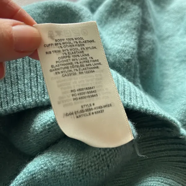 Wilfred 100% Wool Mock Neck Sweater Aritzia Teal M - Image 10