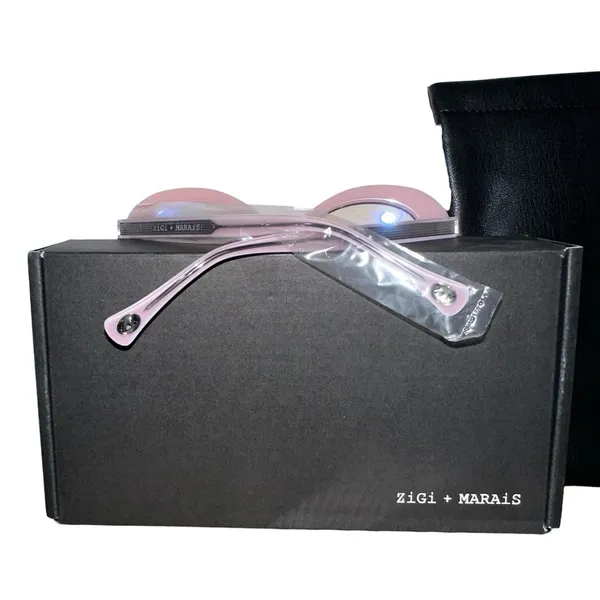 Zigi + Marais‎ Elsa Pink Oval Blue Light Glasses Milky Pink Anthropologie - Image 2