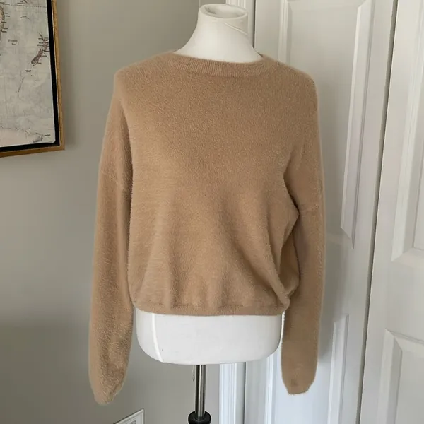 Cozy and Cutest Tan Fuzzy Princess Polly Sweater - Image 4
