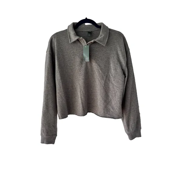 Wild Fable Heather Grey Cropped Polo Sweatshirt Womens‎ Medium NWT 331115874 - Image 8