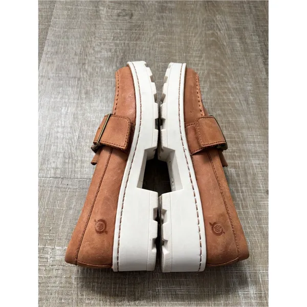Born Contessa Tan Leather Chunky Platform Loafers Women’s 6 Lug Sole Slip On - Image 10