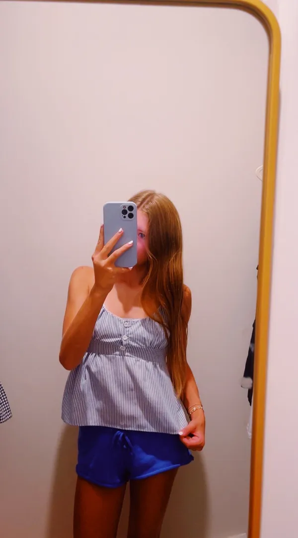 blue and white stripe dress top shein - Image 2