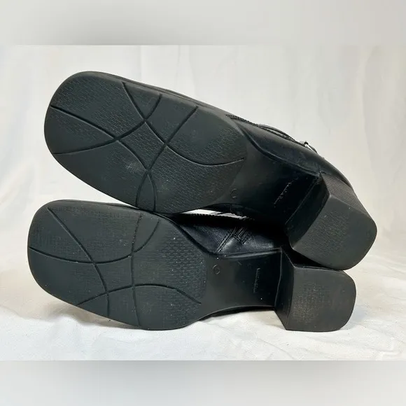 Vintage 90s Covington Black Leather Fawn Square Toe Booties Ankle Boots~7~ - Image 6