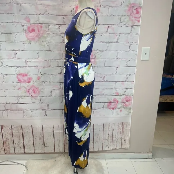 Weston Anthropologie sleeveless purple floral tulip hem maxi dress - Image 9
