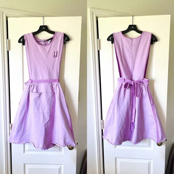 Big Bud Press Shop Girl Dress Cotton Pockets Lilac Lavender Medium EUC‎ - Image 2