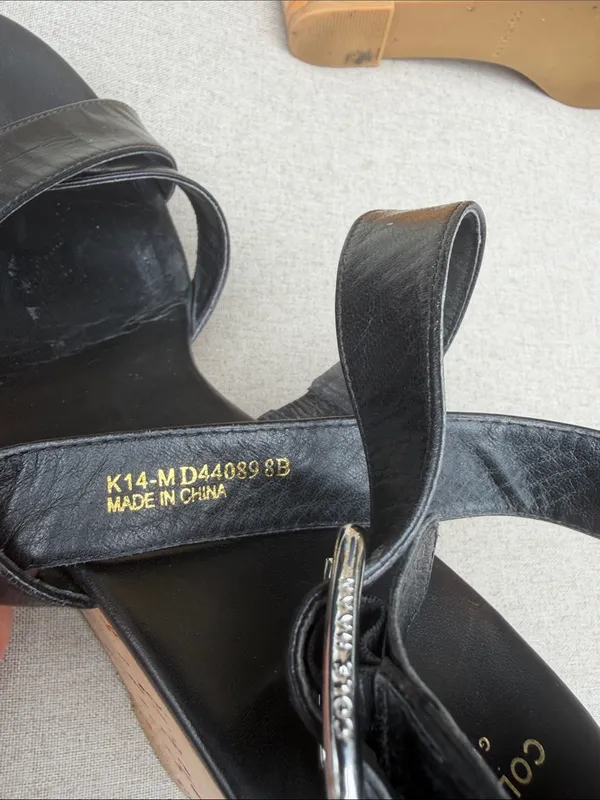 Cole Haan Black Leather Cork Wedge Sandals size 8 - Image 8