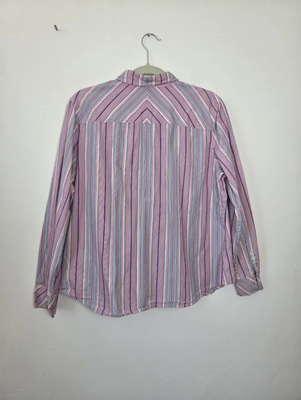Pastel Chevron Striped Blouse Top Purple Pink Cotton Twee Preppy 90s Butter Mom - Image 6