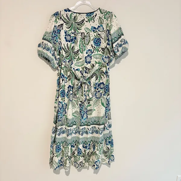 Figueroa & Flower Short Sleeve Floral Midi Dress white blue‎ size small - Image 4