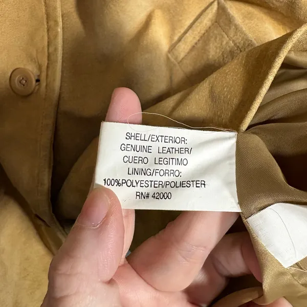 Jaclyn Smith Vintage 90's Heavy Suede Chore Jacket - Women's Plus Size 1X - Tan - Image 5