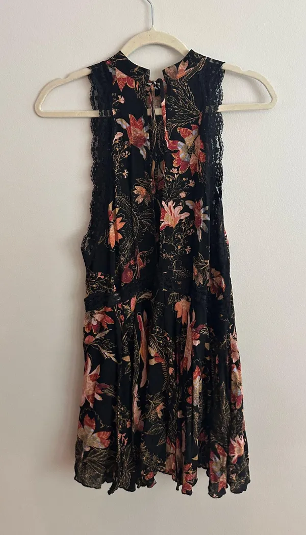 Free People She Moves Slip Dress Black Floral Lace - Image 11
