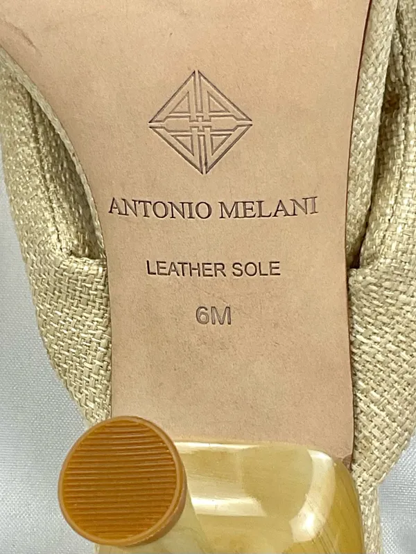 Antonio Melani Linen Tweed Knotted Mule Heels Cream Beige Sz 6 Prisella Sandal - Image 5