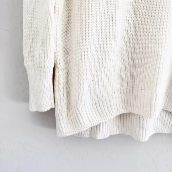 NEW J crew ribbed cotton cashmere relaxed turtleneck sweater in ivory Size M - Image 8