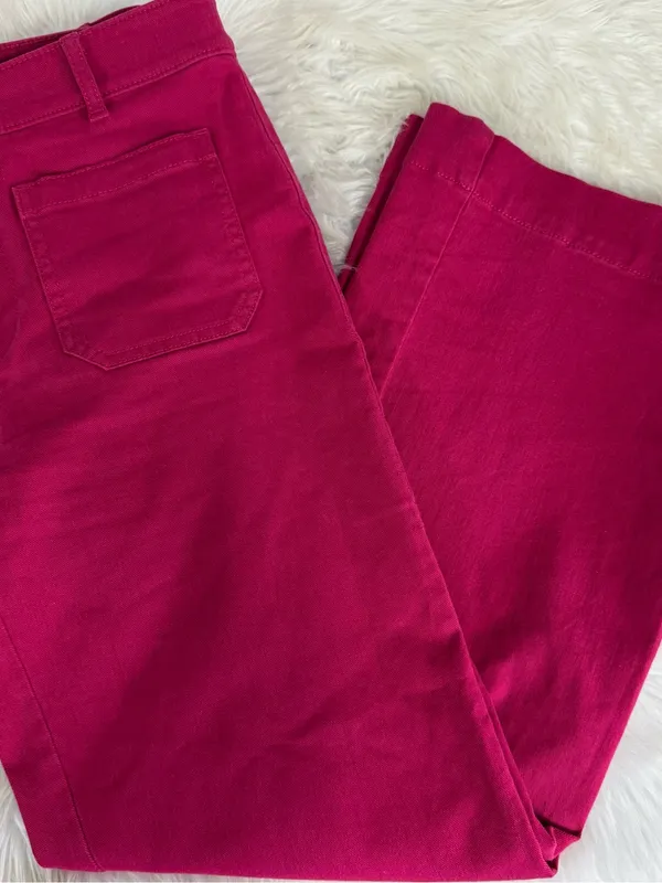 LOFT Palmer Wide Leg Pink Jeans 4 Petite High Rise Stretch Pants - Image 7