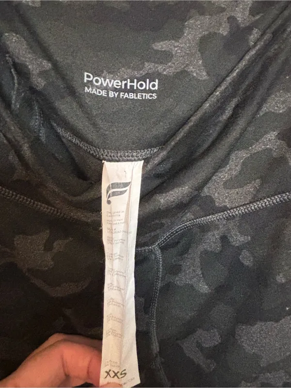 Fabletics Women’s Power Hold High Waisted Leggings Pants Camo Black Gray XXS - Image 5