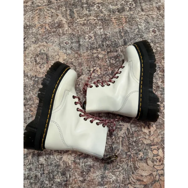 Dr. Martens Jadon Platform Boots White Leather‎ Women's 5 Punk Grunge Y2K - Image 10