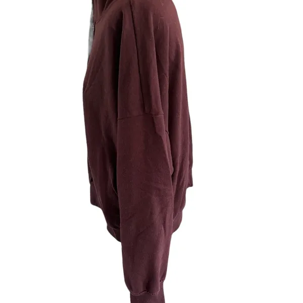 SAGE Burgundy Cropped Hoodie with Message on Front - Image 3