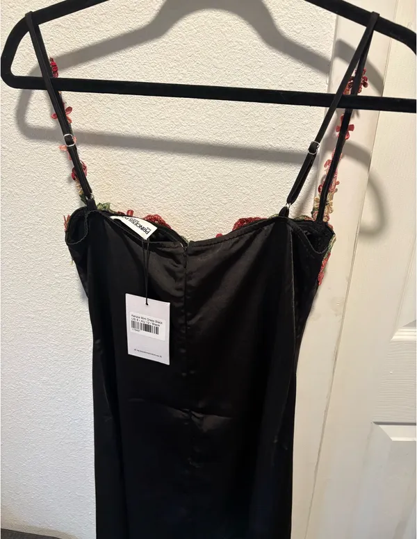 Princess Polly Black Dress with Flowers - Image 3