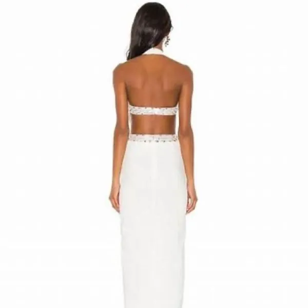 Revolve NBD White Nicolina Cutout Sequin Embellished Formal Gown Size XS - Image 3
