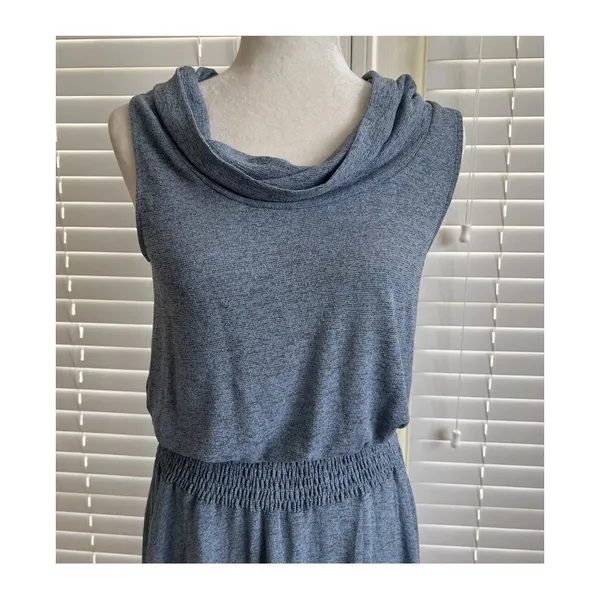 Soft Surroundings XL Tall Blue Kerry Dress Sleeveless Cowl Neck Smocked Waist - Image 4