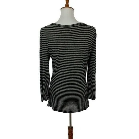 MaxMara Weekend Top Large Gray Striped Long Sleeve Designer‎ Minimalist - Image 4