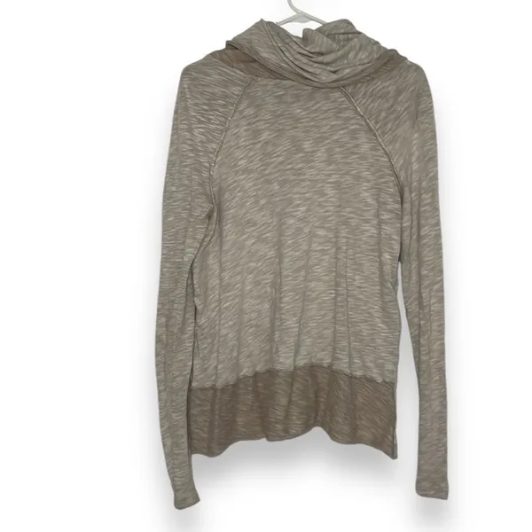 Free People Beach Cowl Neck Pullover Womens XS/S Oatmeal Space‎ Dye Cotton OB482393 - Image 4