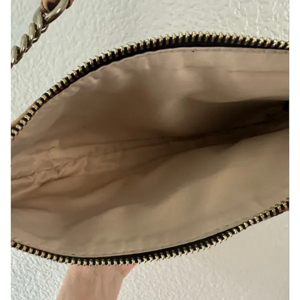 Y2K Leopard Print Shoulder Bag Gold Chain Strap Mini Baguette Purse EUC Retro - Image 4