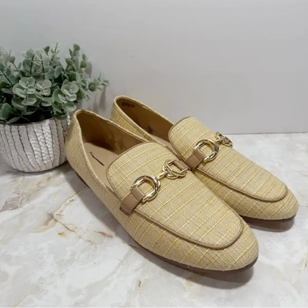 NWOT Ann Taylor Chain‎ Bit Straw Loafers Natural 11M Workwear Office Careerwear - Image 2