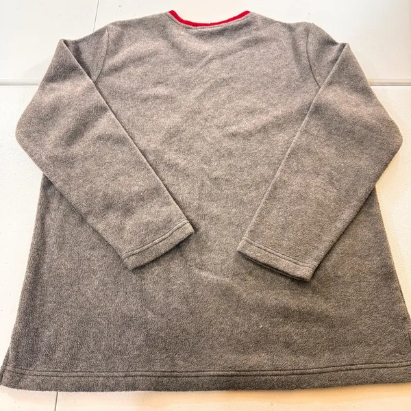 Womens Gray Fleece Long Sleeve Christmas Tree Holiday Embroidered pullover‎ L - Image 8