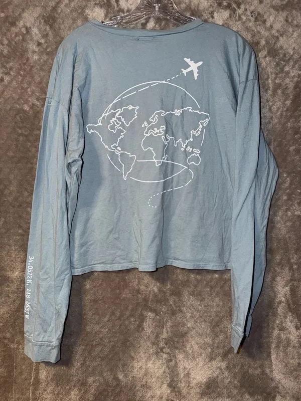 Dirtee Laundry Take Me Anywhere Long Sleeve Crop Top XL Blue - Image 6
