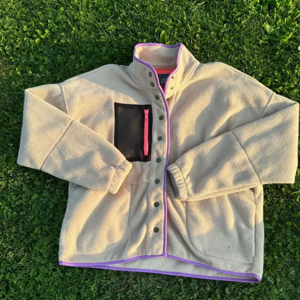 WOMENS Wild FABLE Snap Button Sherpa Jacket ~ Long Sleeve ~ Nude SZ MED - Image 2