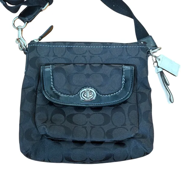 Coach Black Signature C Jacquard File Crossbody Bag with Turnlock Pocket Y2K - Image 2