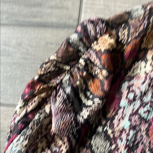 Rebecca Taylor Ruffled Red and Cream Blouse with Mandarin Collar - Image 4