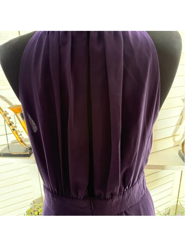 Vintage Y2K chiffon maxi dress prom formal beaded pearls open back whimsigoth M - Image 7