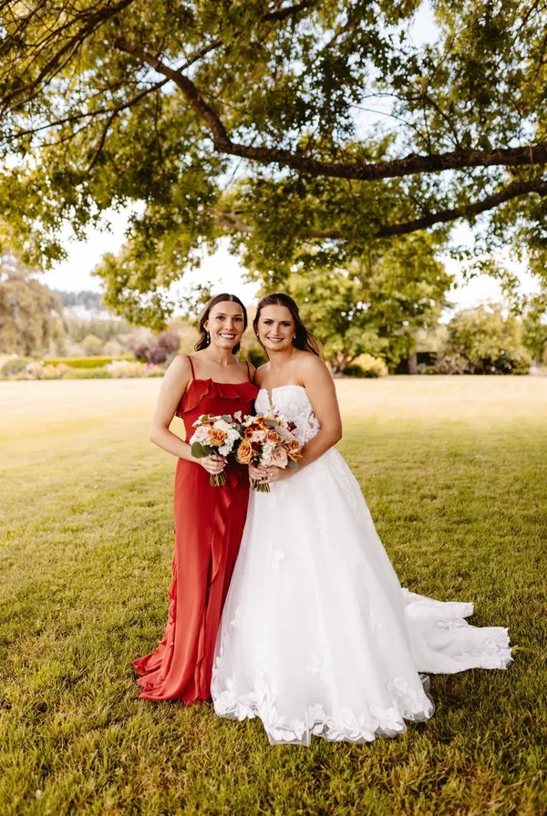 Azazie Bridesmaid Dress Terracotta Chiffon - Image 6