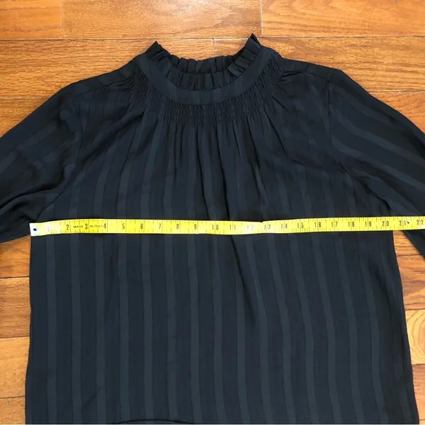 Ann Taylor Black Pleated Blouse with Ruffle Trim Women's Small - Image 6