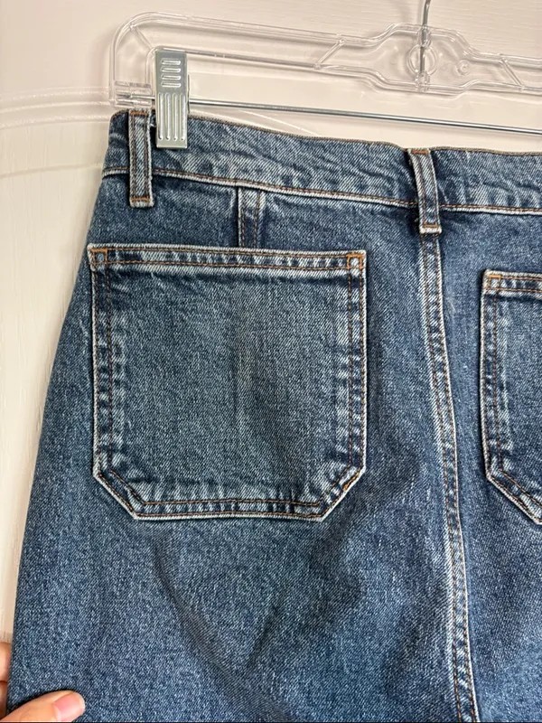 Reformation Alyssa Patch Pocket High Rise Wide Leg Jeans Anguilla Wash - Image 6