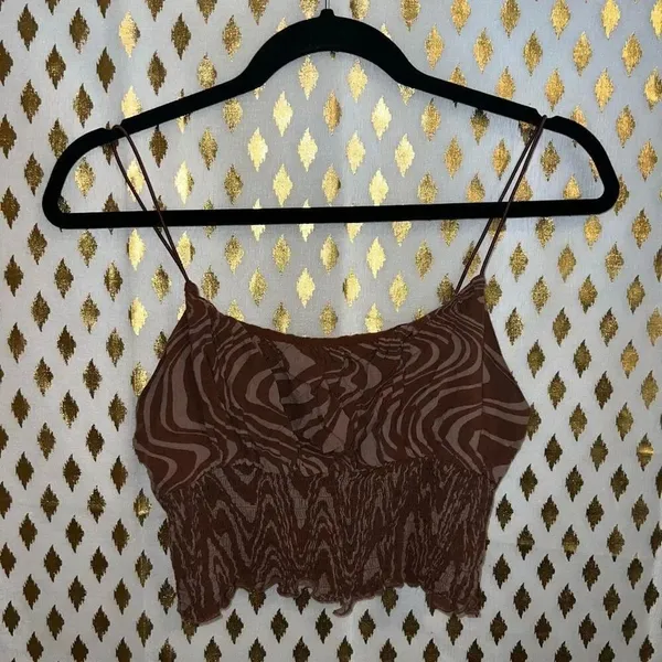 LA hearts by Pacsun groovy zebra brown striped nude crop top tank shirt size S - Image 2