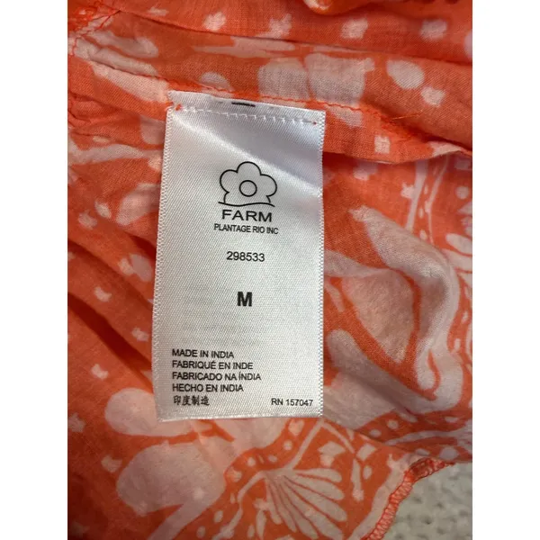 FARM RIO Medium Orange White Cotton Tiered Ruffle Mini Skirt Aztec Boho Festival - Image 4