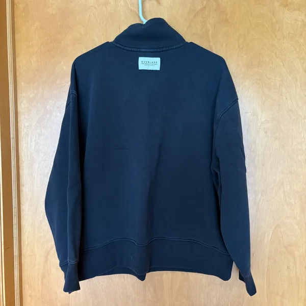 Everlane ReTrack Quarter-Zip Sweatshirt Women‎ XL Black Fleece Pullover - Image 2