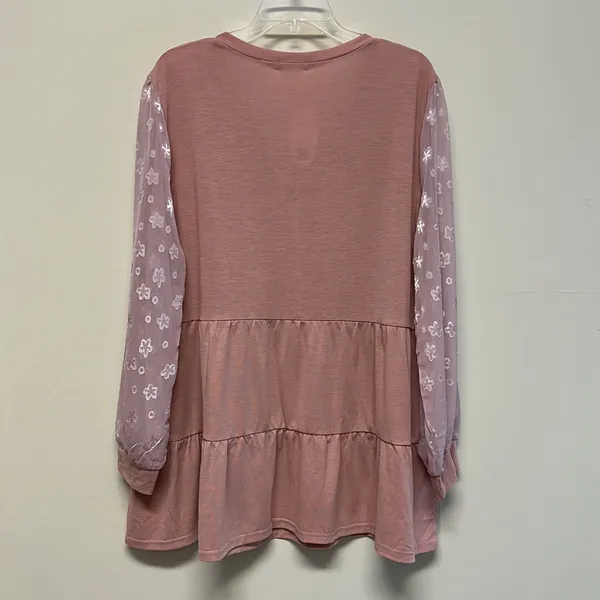 NWT Clearlove blush sheer long sleeve tiered top size XXL - Image 4