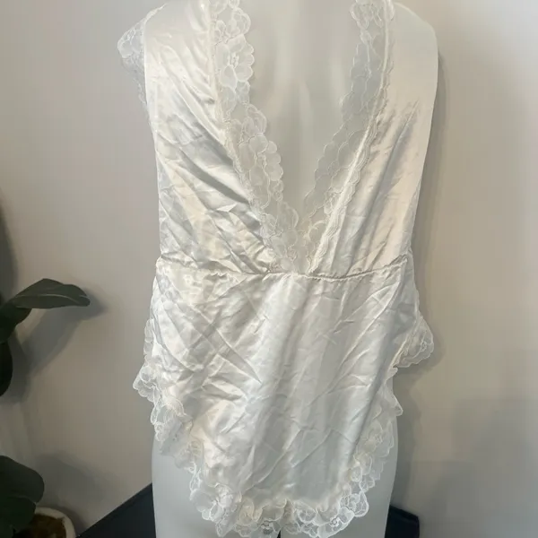 VINTAGE TEDDY BODYSUIT LINGERIE Dara Jane white Lace 80s coquette girl - Image 4