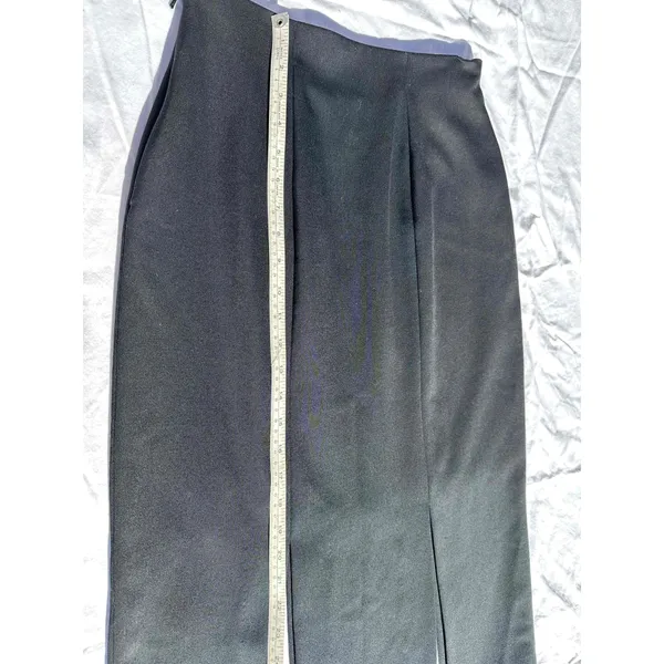 Erez Collections Midi Bedazzled Skirt 100% Wool Gold Studs Slits Black Women's S - Image 10