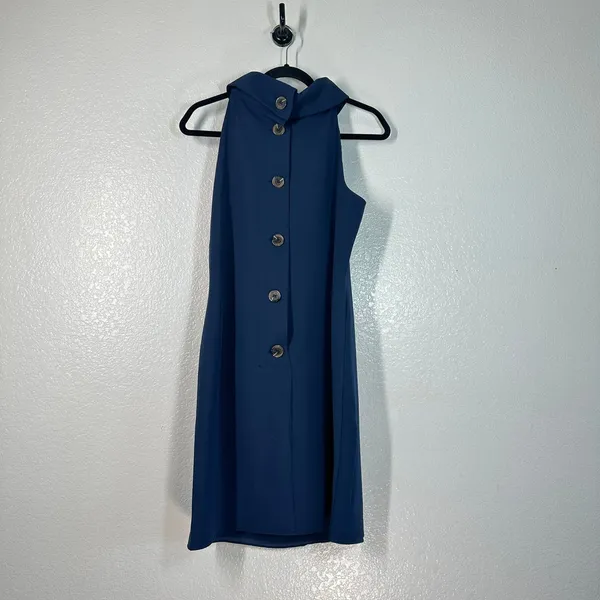 Sail to M Sable navy blue shift mini dress high funnel neck Sleeveless Short - Image 9