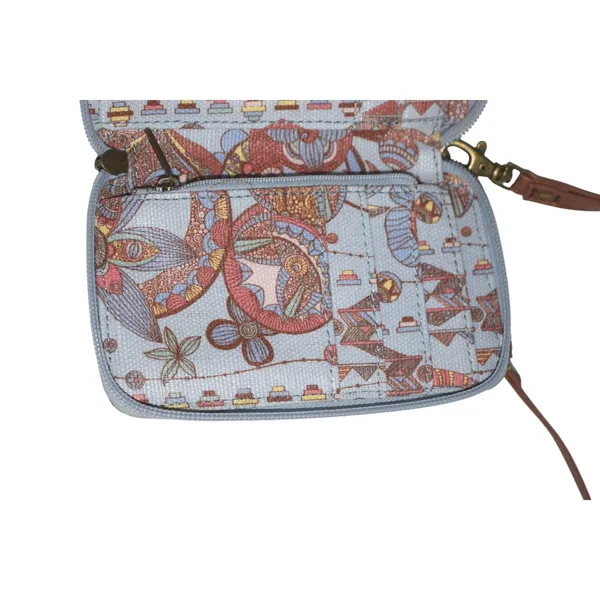 Sakroots Artist Circle Crossbody/Wallet Women Small‎ Blue/Owl Floral Print Boho - Image 3