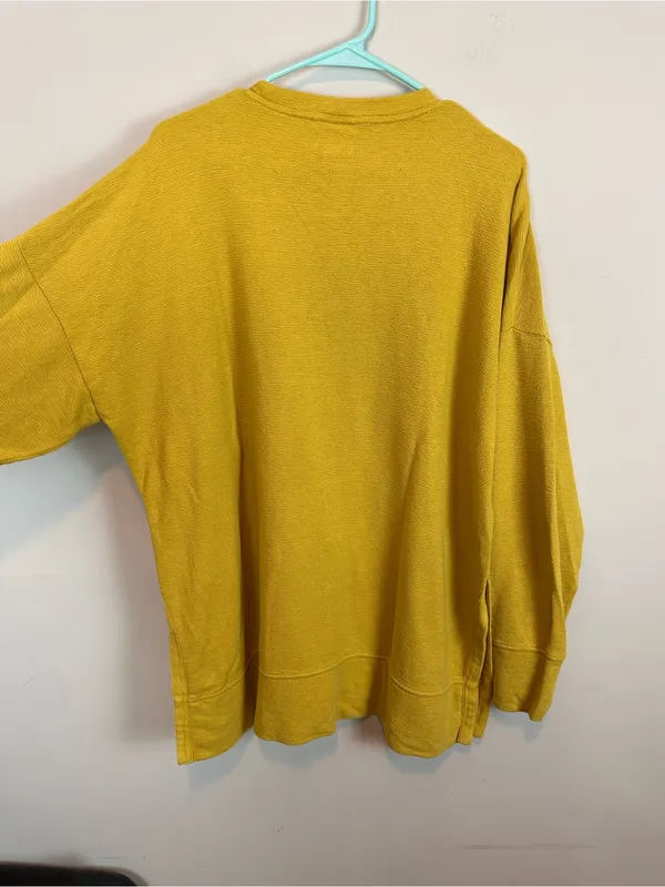 Aerie Oversized Crewneck Golden Mustard Yellow Tunic Sweater Size Large - Image 6