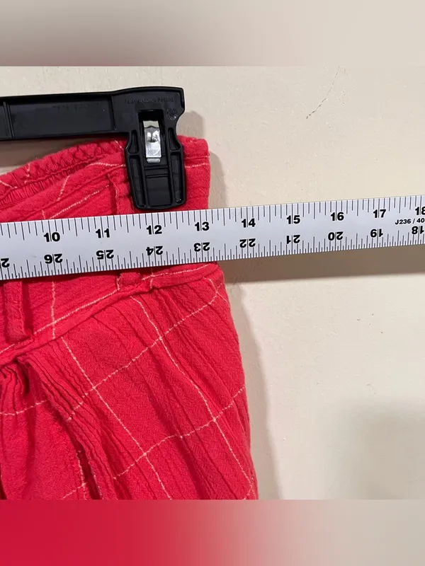 Free People Lunar Cove Wide-Leg Pants Red Combo Sz small Boho Plaid - Image 4