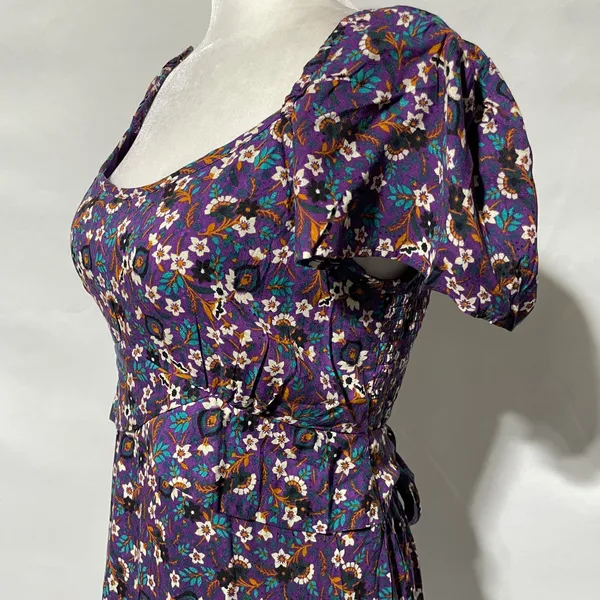 New Band Of The Free Floral Print Crossover Waist Mini Dress Purple Size Medium - Image 11