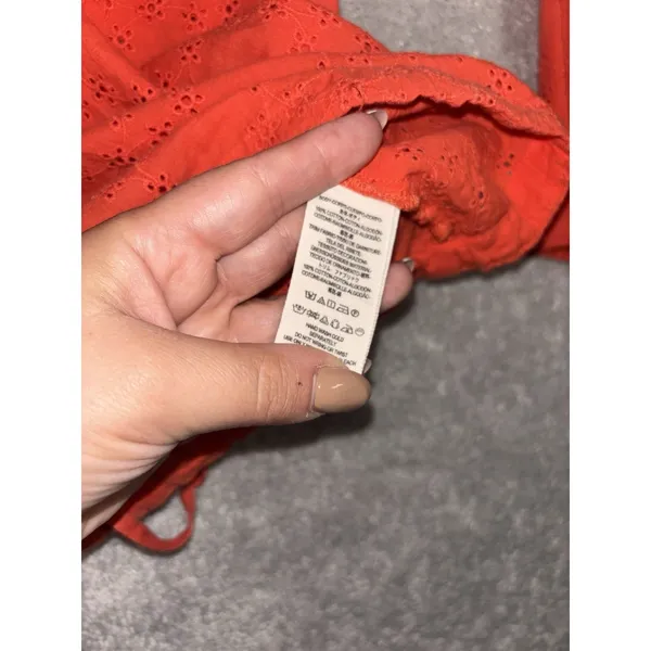 FREE PEOPLE Stars Align Cotton Eyelet Top in Orange Size M *‎ - Image 8