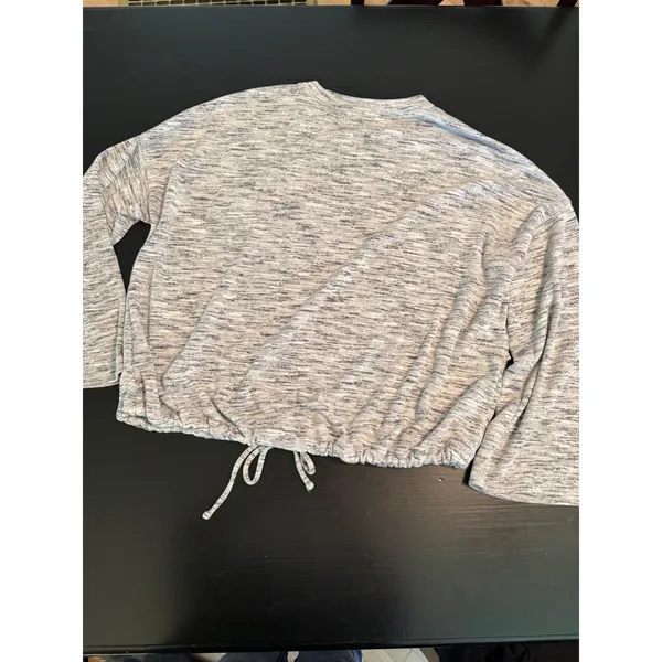 Aerie Womens Gray Marled Space Dye Cinch Hem Pullover Sweater Large‎ L Slouchy - Image 5