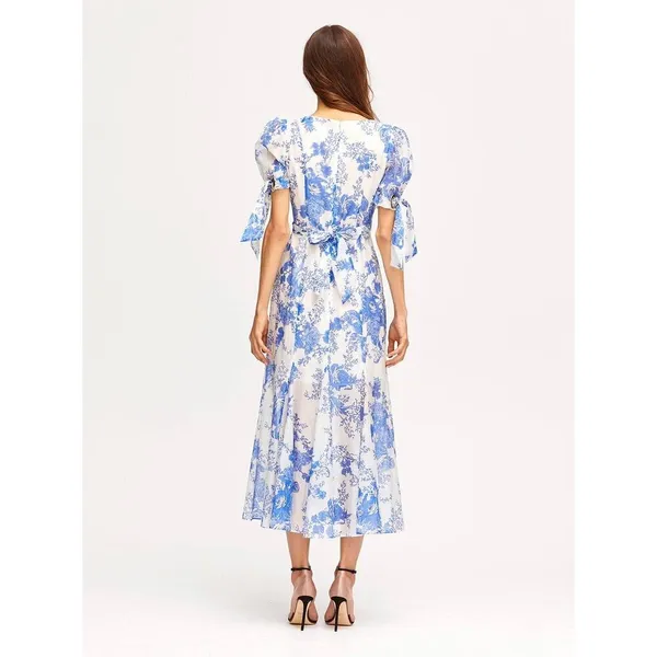 Alice McCALL Only Everything Midi Dress 4 Floral Plunge Neck Grommet Silk Blend - Image 6